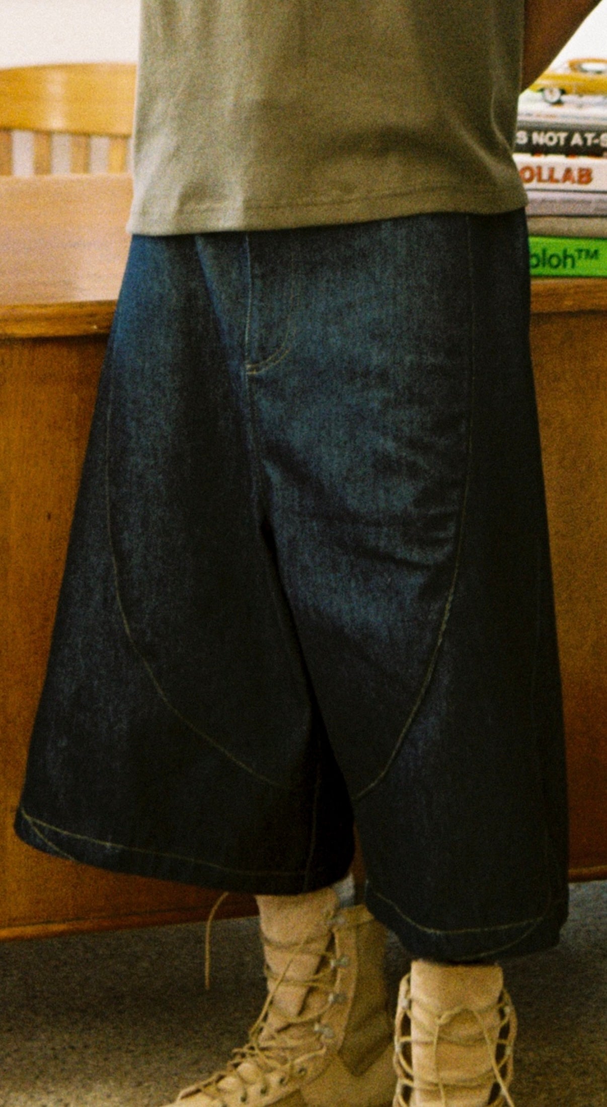 LATE Series A denim shorts